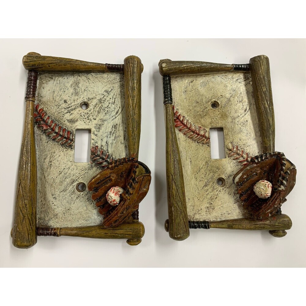 Lot Of 2 Baseball Themed Light Switch Covers 3”x5”